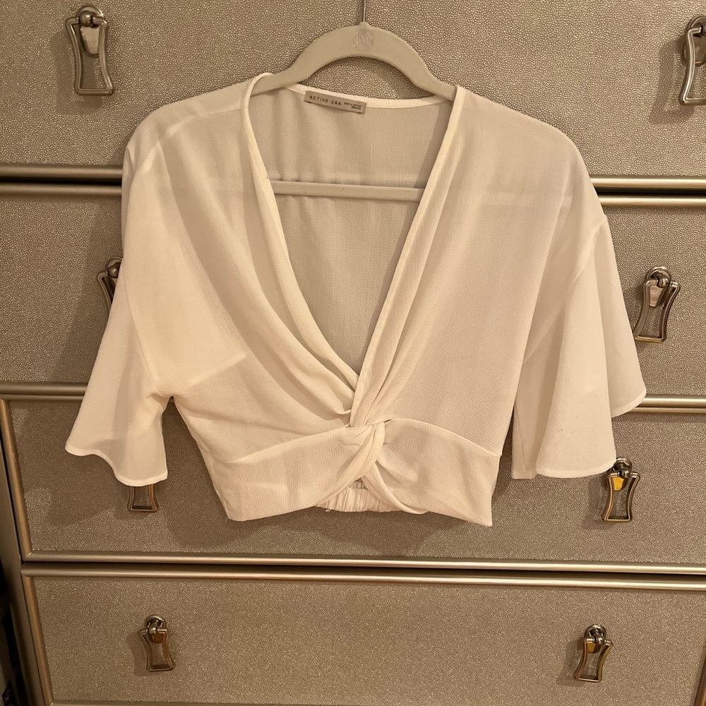 White flowy crop top